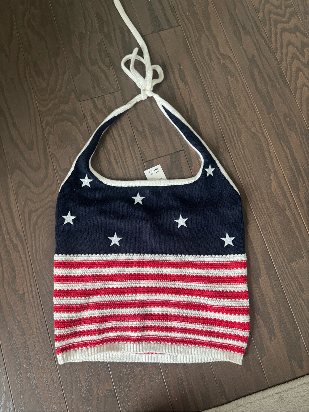 Hollister American Flag Pattern Crochet-Style Halter Top